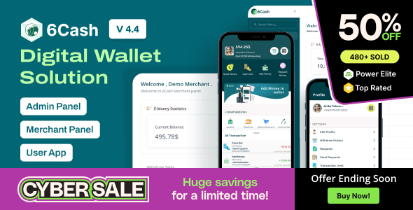 6Cash v4.3 - Digital Wallet Mobile App with Laravel Admin Panel
