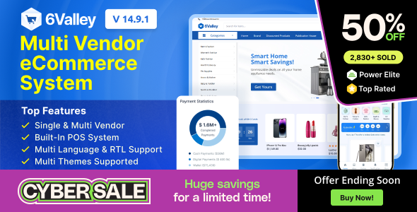 6valley v14.7 - Multi-Vendor E-commerce - Complete eCommerce Mobile App, Web, Seller and Admin Panel
