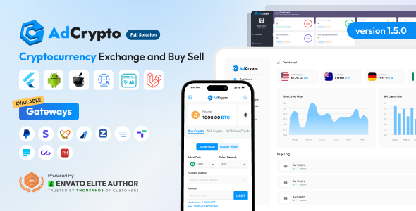 AdCrypto v1.4.0 - Cryptocurrency Exchange and Buy Sell Full Solution