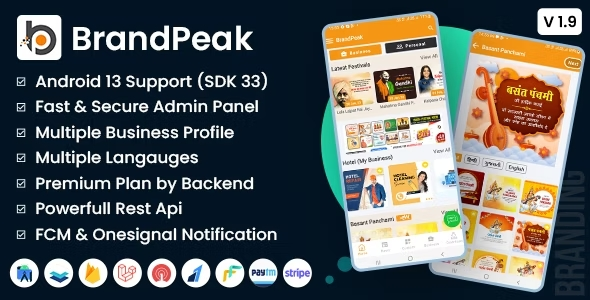 BrandPeak v1.9.6 - Festival Poster Maker, Business Post, Political Post Maker App
