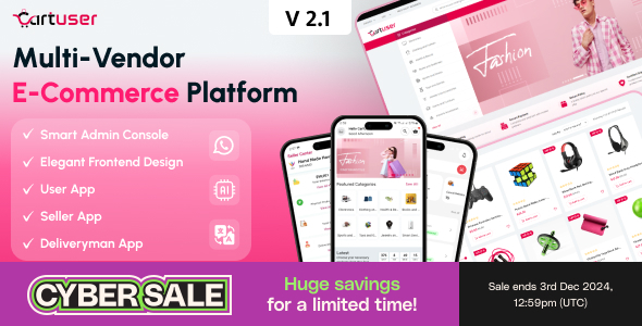 CartUser v2.1 - Multi-Vendor E-commerce - Complete eCommerce Mobile App, Web, Admin and Seller Panel