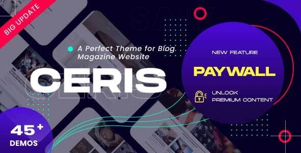 Ceris Magazine &amp; Blog WordPress Theme v4.6.2