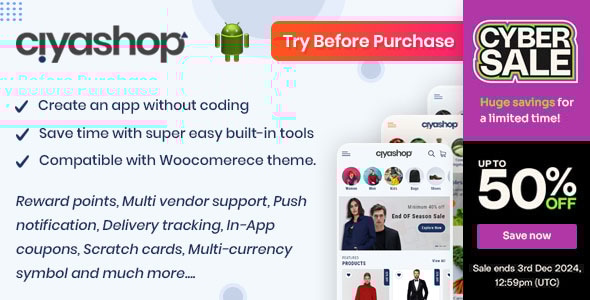 CiyaShop v5.15 - Native Android Application based on WooCommerce