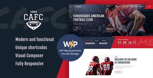 Conquerors American Football & NFL WordPress Theme v1.2.13