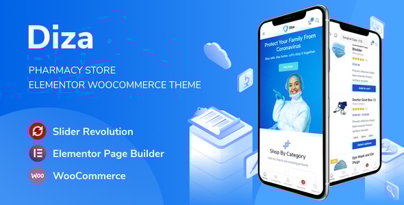 Diza Pharmacy Store Elementor WooCommerce Theme  v1.2.17