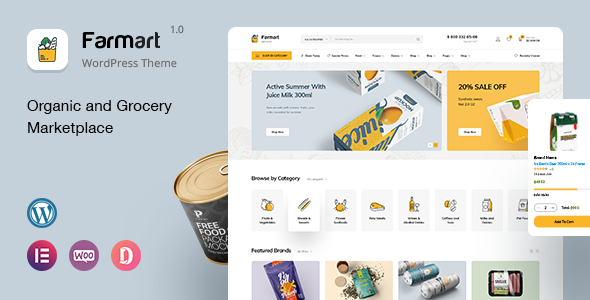 Farmart Organic & Grocery Marketplace WordPress Theme v1.2.1
