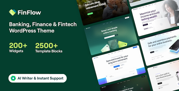 FinFlow Banking, Finance &amp; Fintech WordPress Theme v2.0.3