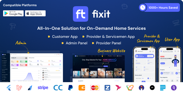 Fixit v1.0.3 - Multi Vendor On Demand, Handyman, Home service Flutter App with Admin Complete Solution