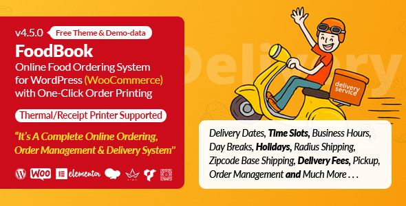 FoodBook Online Food Ordering System for WordPress with One-Click Order Printing v4.3.9