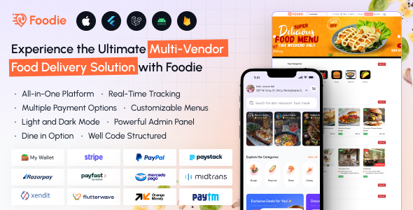 Foodie v7.3 - UberEats Clone - Food Delivery App - Multiple Restaurant Food Delivery Flutter App