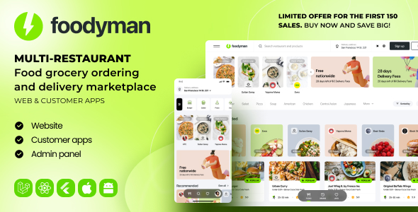 Foodyman v2024-24 - Multi-Restaurant Food and Grocery