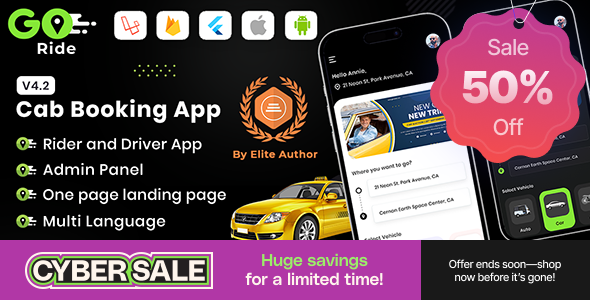 GORIDE v4.5 - InDriver Clone - Flutter Complete Taxi Booking Solution with Bidding Optio