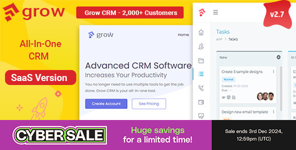 Grow CRM SaaS Laravel Project Management - Multitenancy v2.3