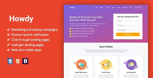 Howdy Multipurpose High-Converting Landing Page WordPress Theme v1.1.3