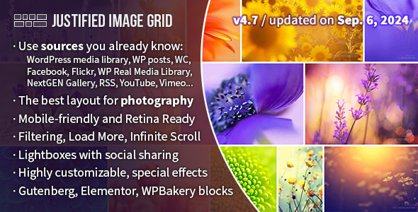 Justified Image Grid Premium WordPress Gallery v4.7