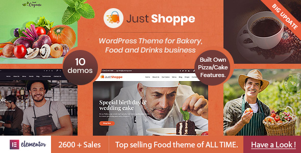 Justshoppe Elementor Cake Bakery WordPress Theme v12.3