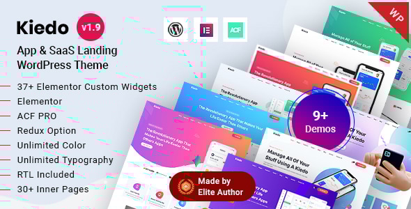Kiedo App & SaaS Landing WordPress Theme v1.8
