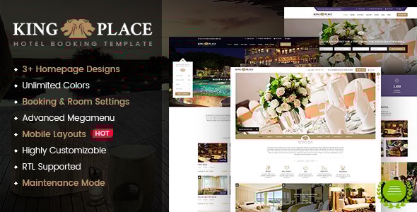 KingPlace Hotel Booking, Spa &amp; Resort WordPress Theme (Mobile Layout Ready)  v1.2.10