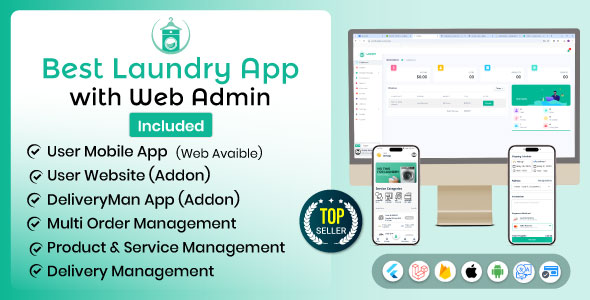 Laundry Flutter App with Admin panel v0.1.0