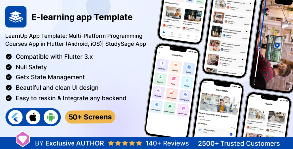 LearnUp UI App Template v1.0 - Multi-Platform Programming Courses in Flutter