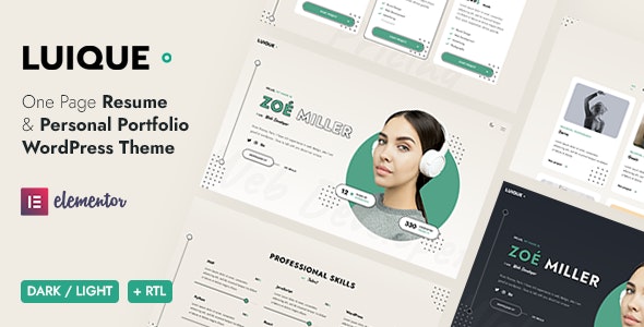 Luique Personal Portfolio WordPress Theme v1.2.7