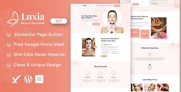 Luxia Beauty &amp; Spa Center WordPress Theme v1.0