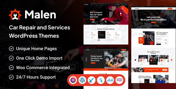 Malen Car Service &amp; Repair WordPress Theme v1.0