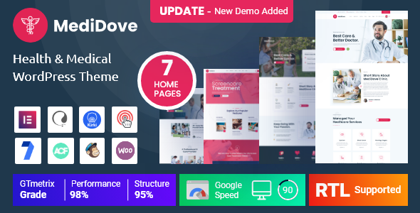 MediDove Medical Care, Home Healthcare Service WP Theme + RTL v2.2.7