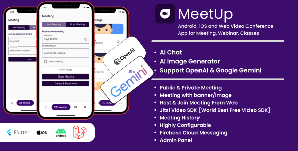 MeetUp v2.6.00 - Android, iOS and Web Video Conference App for Meeting, Webinar, Classes