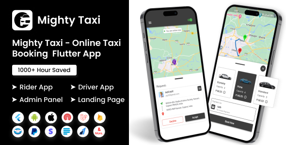 MightyTaxi v13.0 - Flutter Online Taxi Booking Full Solution
