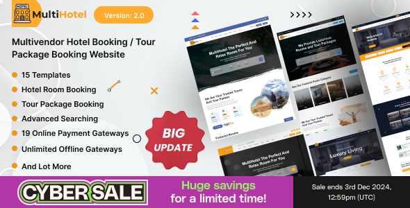 MultiHotel v1.1 - Multivendor Hotel Booking / Tour Package Booking Website