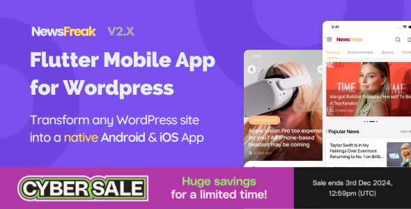 Newsfreak v2.2.1 - Flutter Mobile App for WordPress