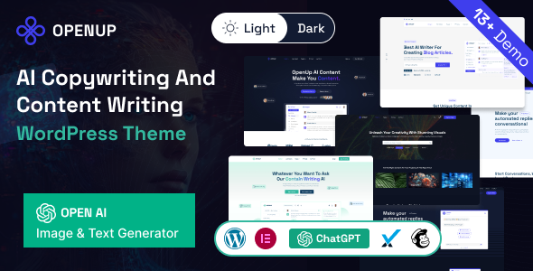 Openup AI Content Writer &amp; AI Application WordPress Theme v1.0.7