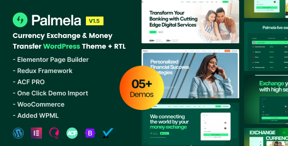 Palmela Online Banking &amp; Money Transfer WordPress Theme v1.3