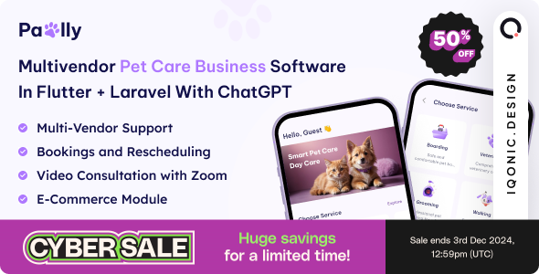 Pawlly v2.0 - All-in-one Pet Care Solution in Flutter + Laravel with ChatGPT
