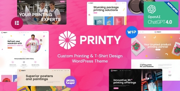 Printy Custom Printing &amp; T-Shirt Design WordPress Theme v1.3