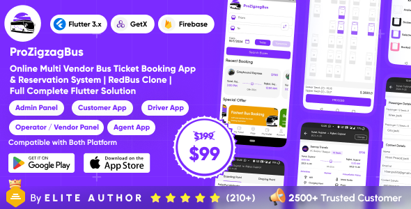 ProZigzagBus v1.2 - Online Multi Vendor Bus Ticket Booking App & Reservation System
