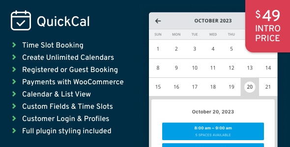 QuickCal v1.0.13 - Appointment Booking Calendar for WordPress