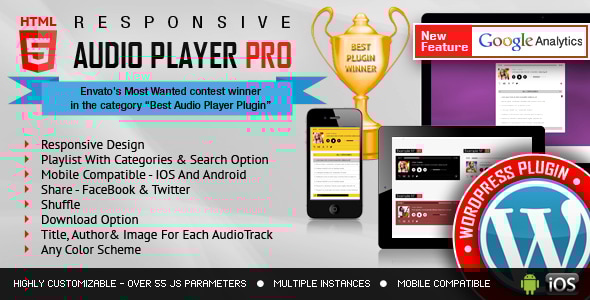 Responsive HTML5 Audio Player PRO WordPress Plugin v3.5.7