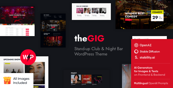 The Gig Stand-up Club &amp; Night Bar WordPress Theme v1.9.0