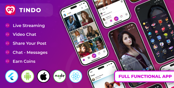 Tindo - Live streaming tango clone, Video call, Chat messages - 15 August 2024