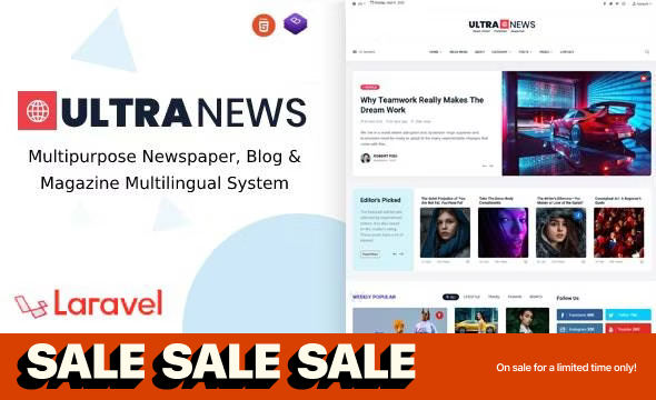 UltraNews v3.5.0 - Laravel Newspaper, Blog and Magazine Multilingual System