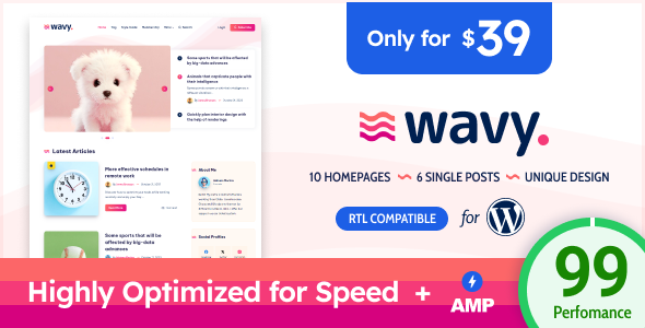 Wavy Modern &amp; Lightweight Blog for WordPress v1.8.5