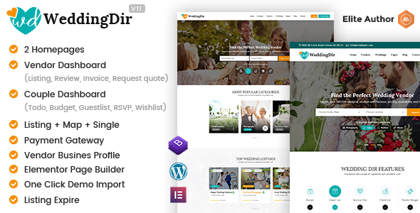 WeddingDir Directory Listing WordPress Theme v1.1.8