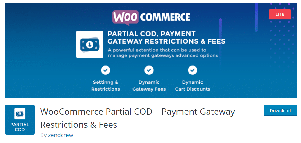 WooCommerce Partial COD Payment Gateway Restrictions & Fees v1.3.1