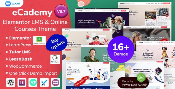 eCademy Elementor LMS &amp; Online Courses Theme v6.7