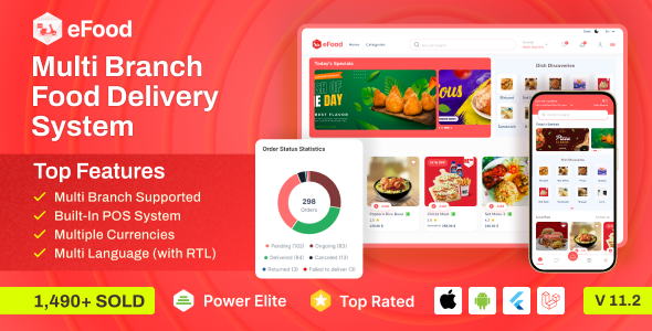 eFood v11.2 - Food Delivery App with Laravel Admin Panel + Delivery Man App