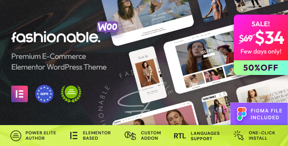 Fashionable v1.0.5 - Clothing & Apparel WooCommerce WordPress Theme