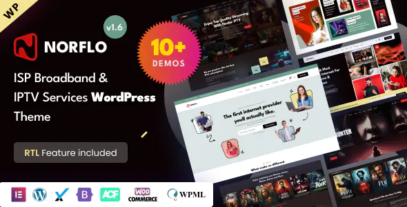 Norflo ISP IPTV Services Elementor WordPress Theme