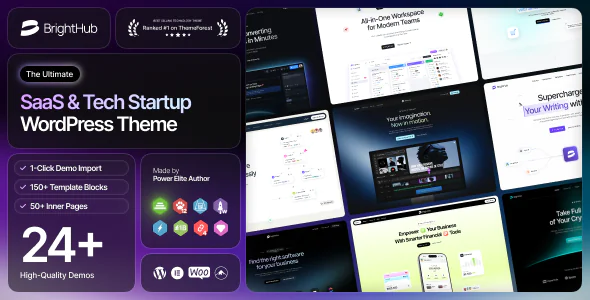 BrightHub SaaS & Tech Startup WordPress Theme